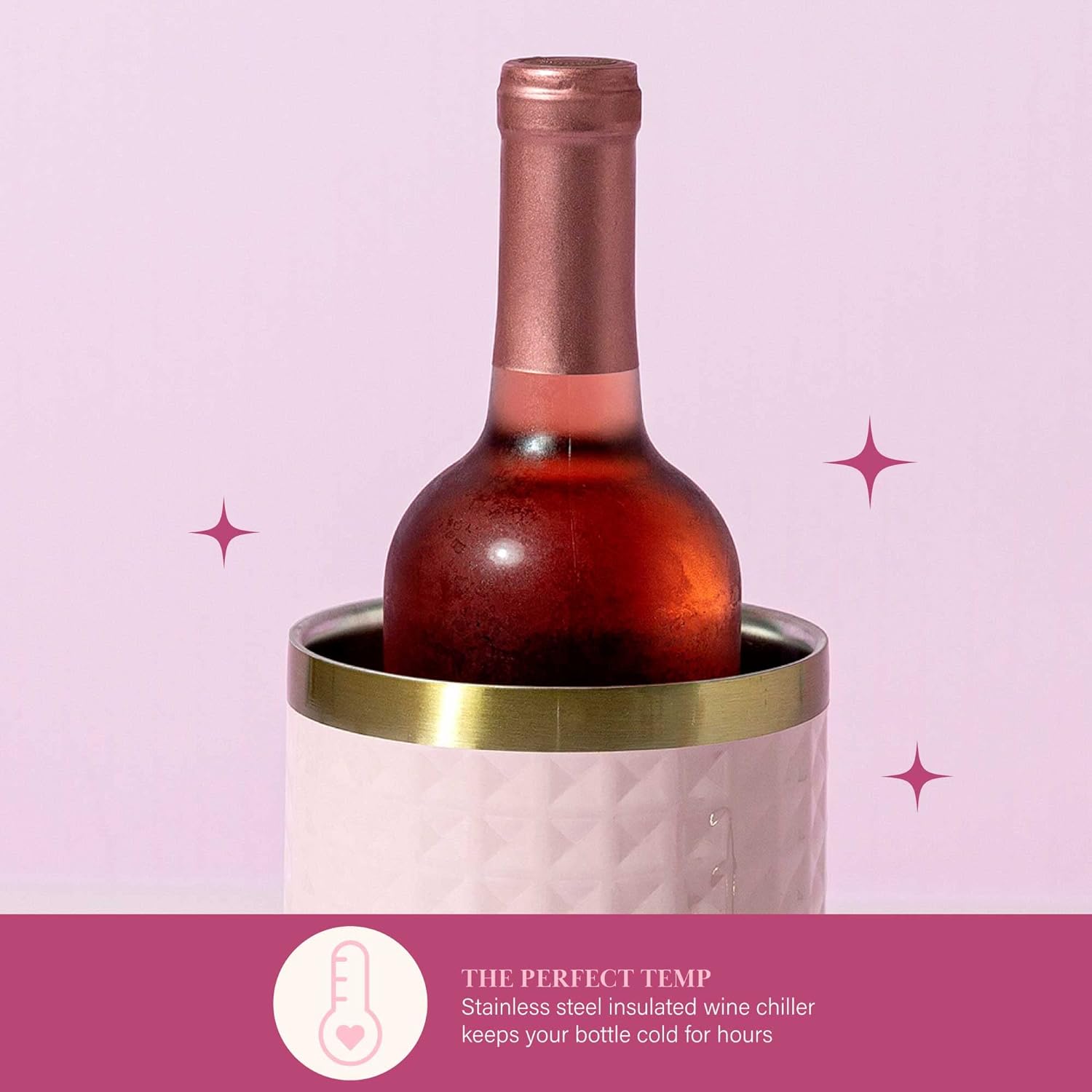 Paris Hilton Wine Bottle Chiller Set, Insulated Double Wall Chiller, G