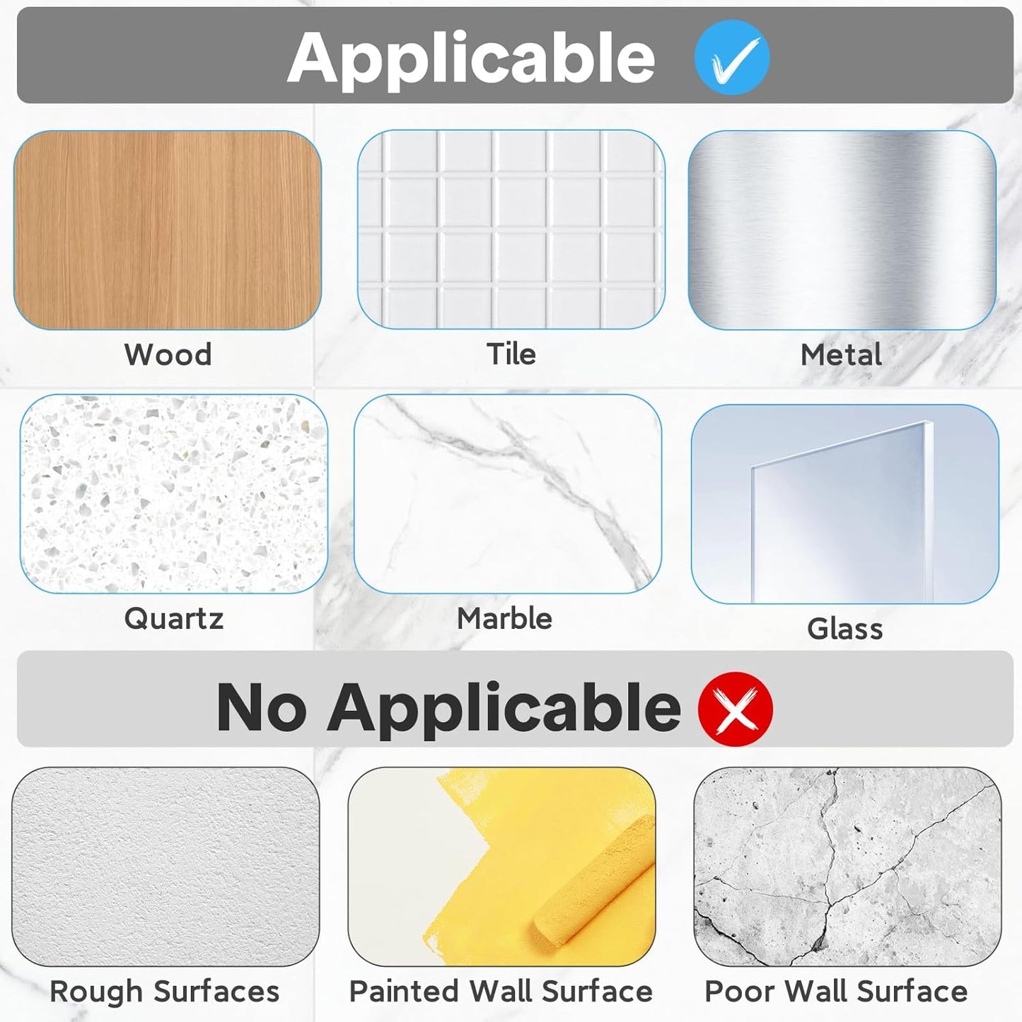 Lsnisni 14 Pack Shower Caddy Adhesive Replacement, Strong Adhesive Hooks, Waterproof Shower Adhesive Strips, No Drilling, for Bathroom Storage Shelves and Kitchen Racks