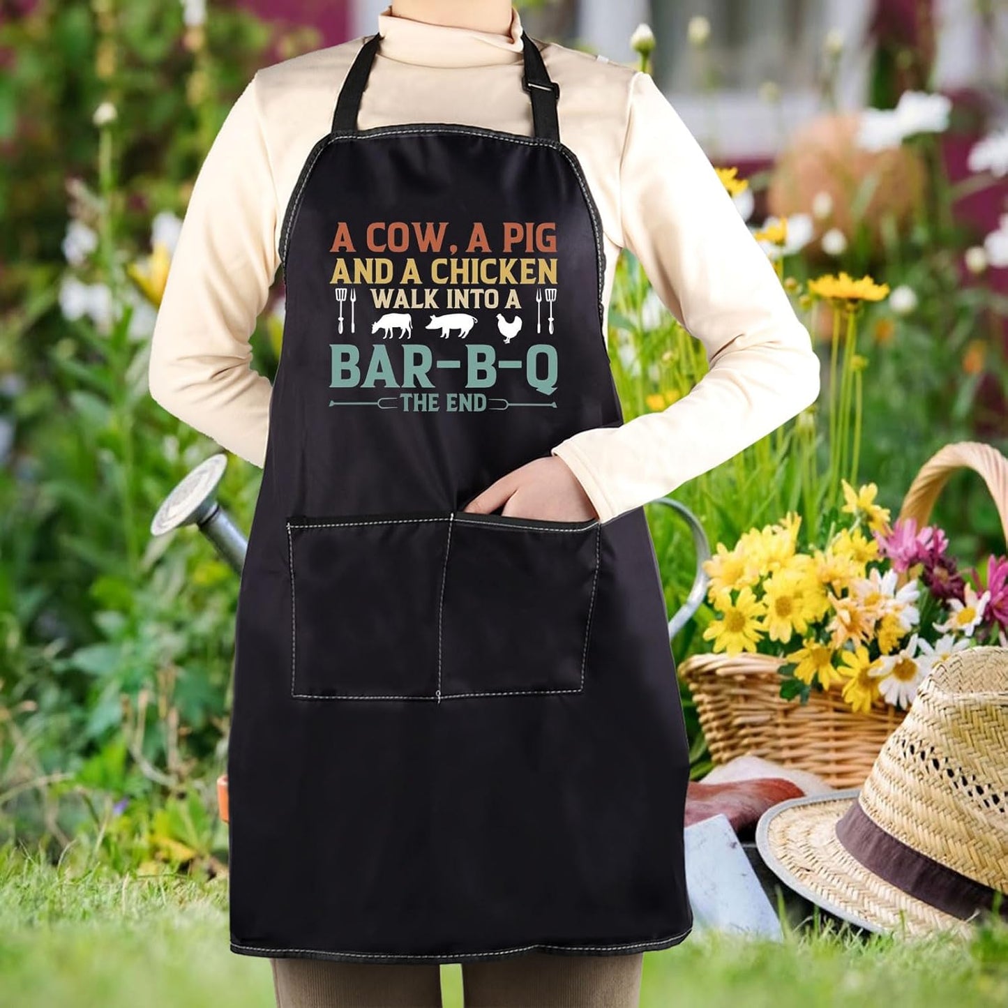 WCGXKO Cow Pig Chicken Walk Bar-B-Q BBQ Barbecue Grilling Kitchen Apron Baking BBQ Gift
