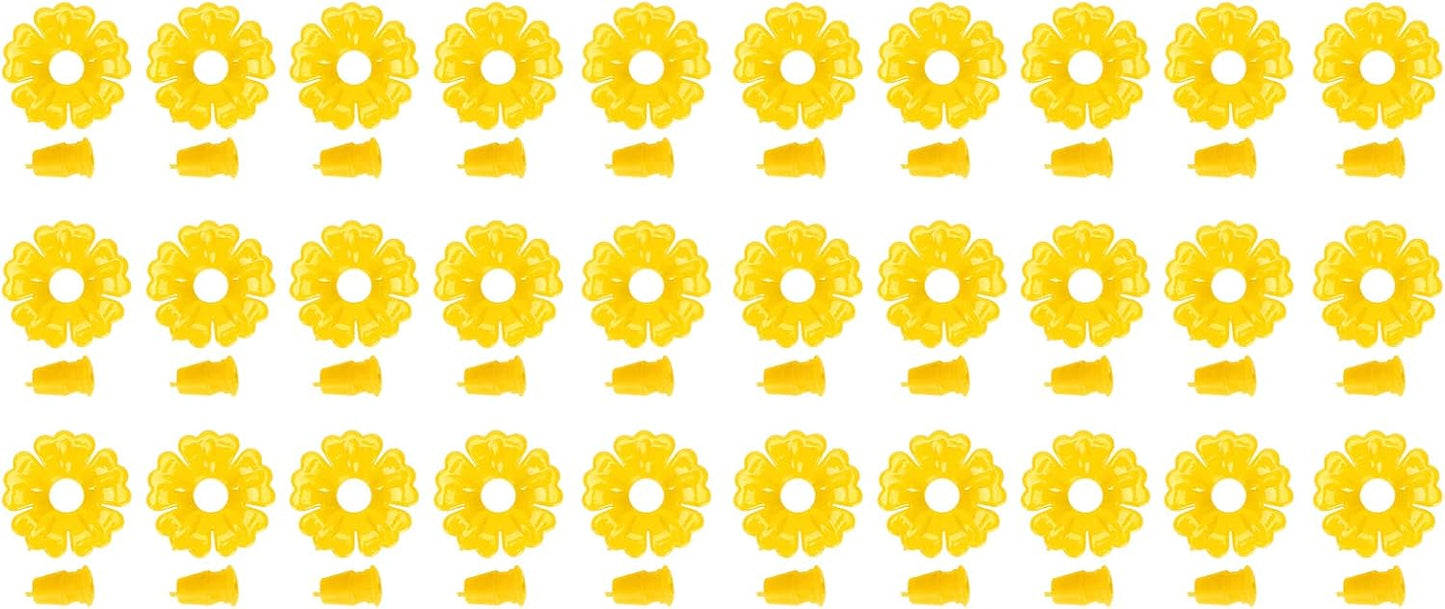 Hummingbird Feeder Replacement Flowers, 30 Pcs Hummingbird Feeder Parts, Hanging Bird Feeding Ports Replacement, Outdoors Supplies (Yellow)