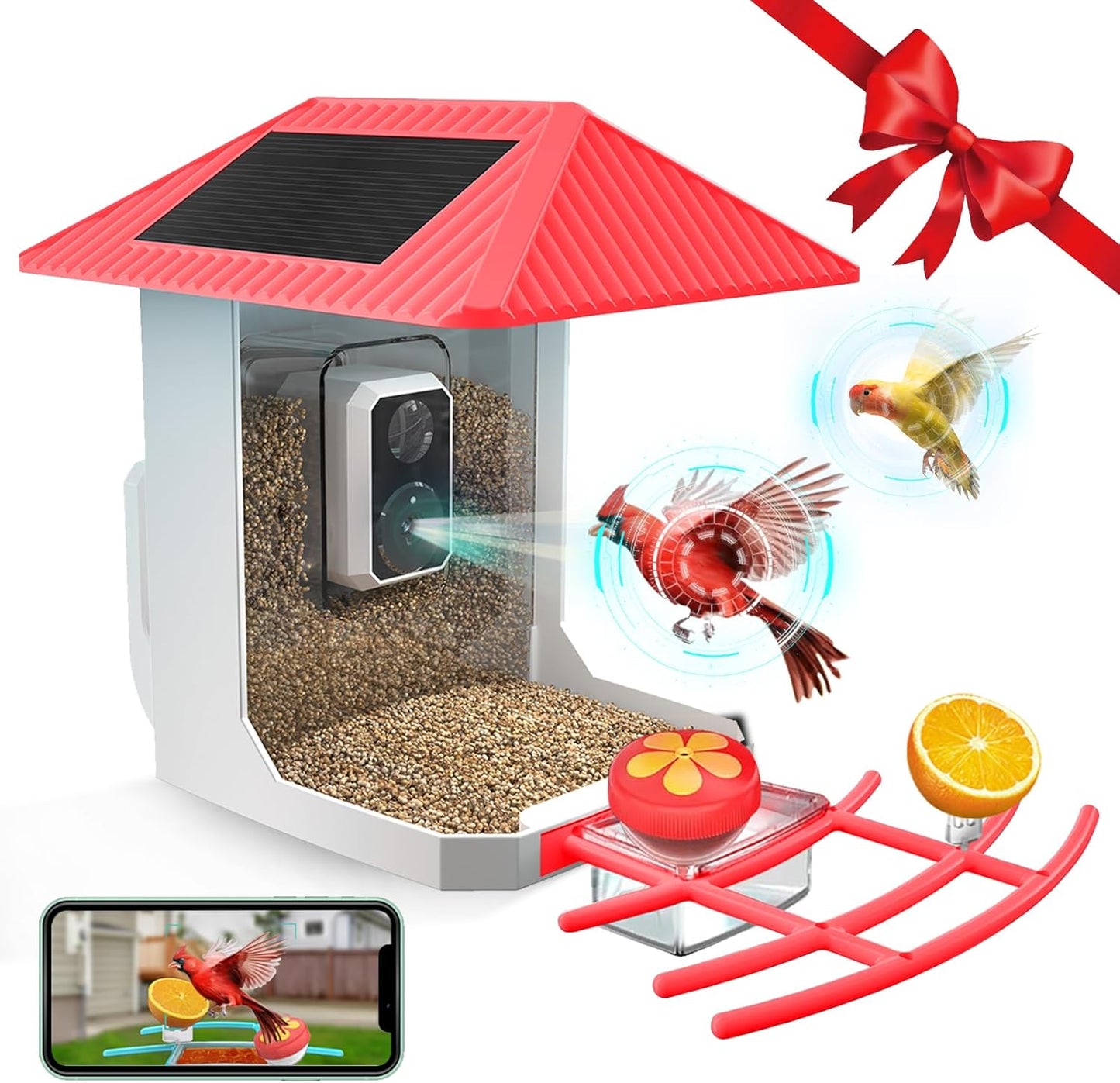 2K Smart Bird Feeder with Camera, 2.5L Ai Smart Bird House for Outdoor