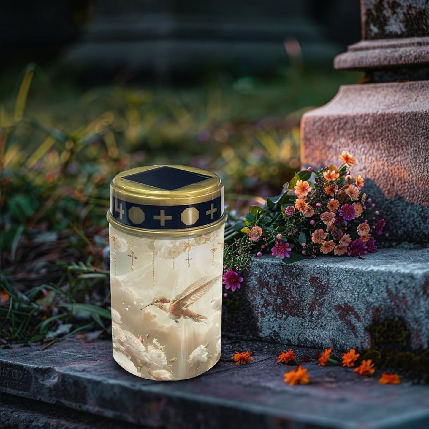 Hummingbird Solar Garden Lights Cemetery Solar Lights Flameless Lamp Led Electronic Candles Outdoor Grave Decoration