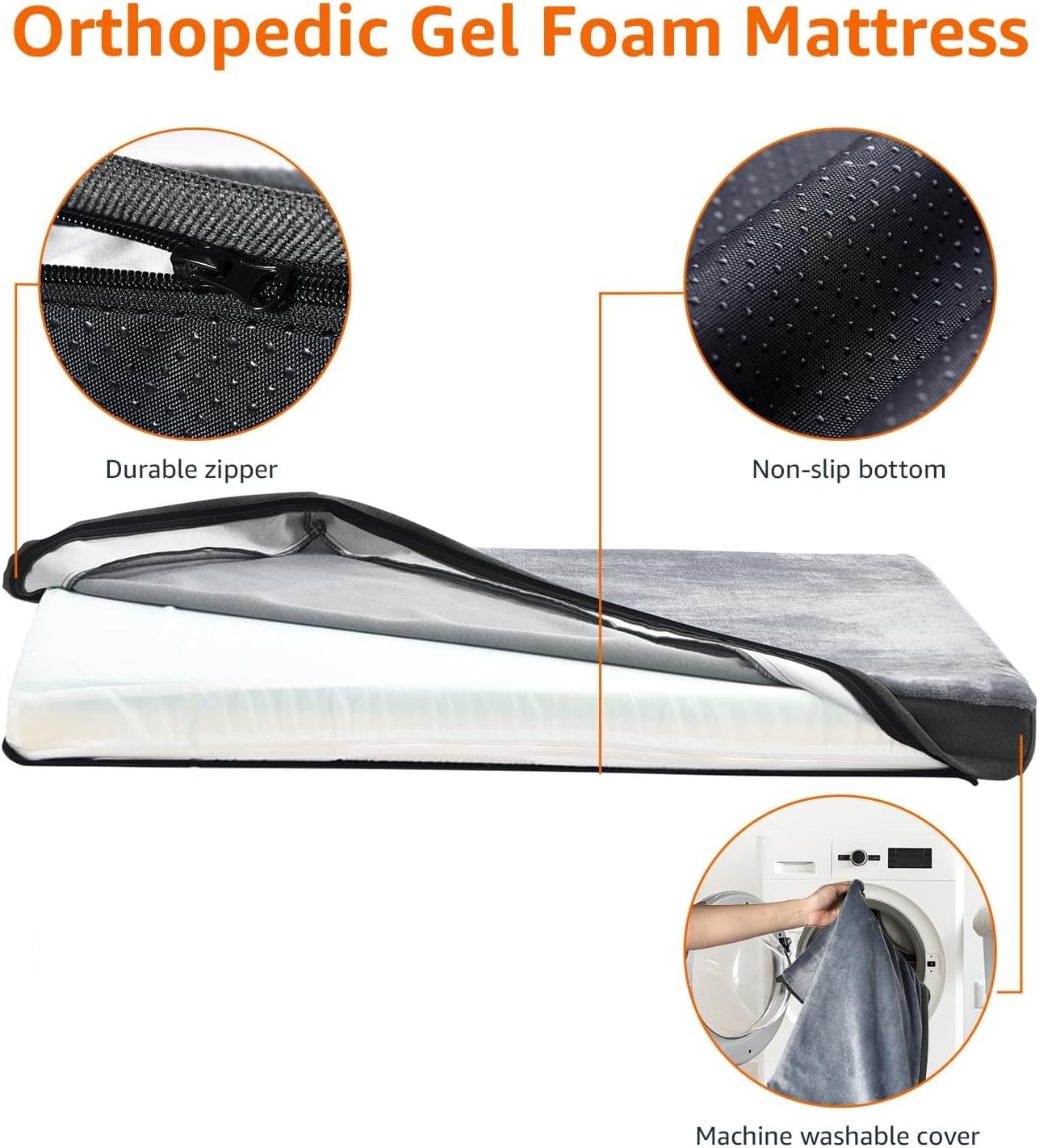 Amazon Basics Dog Bed with Cooling Gel Memory Foam, Machine Washable R