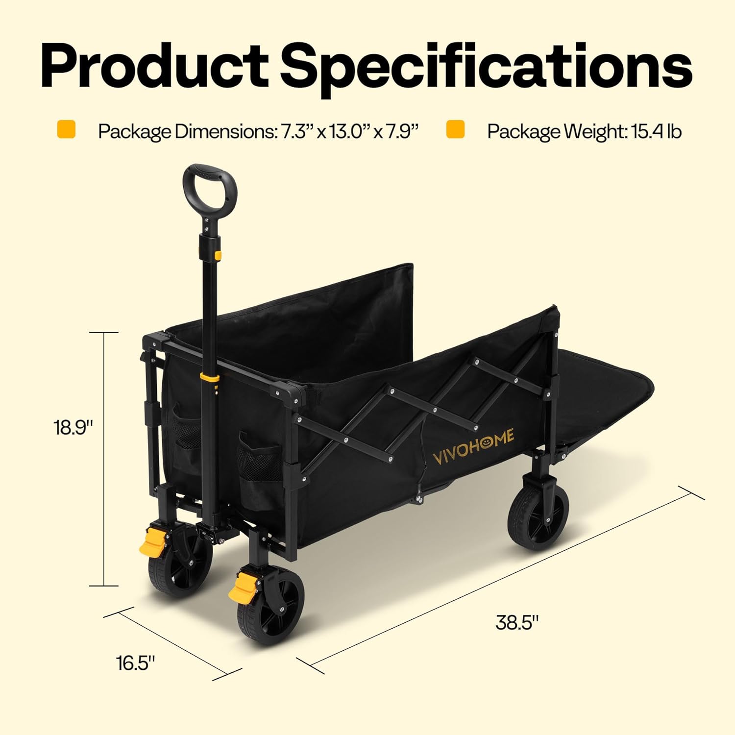 VIVOHOME 130L Collapsible Wagon with Tailgate, 320lb Load-Bearing Outd