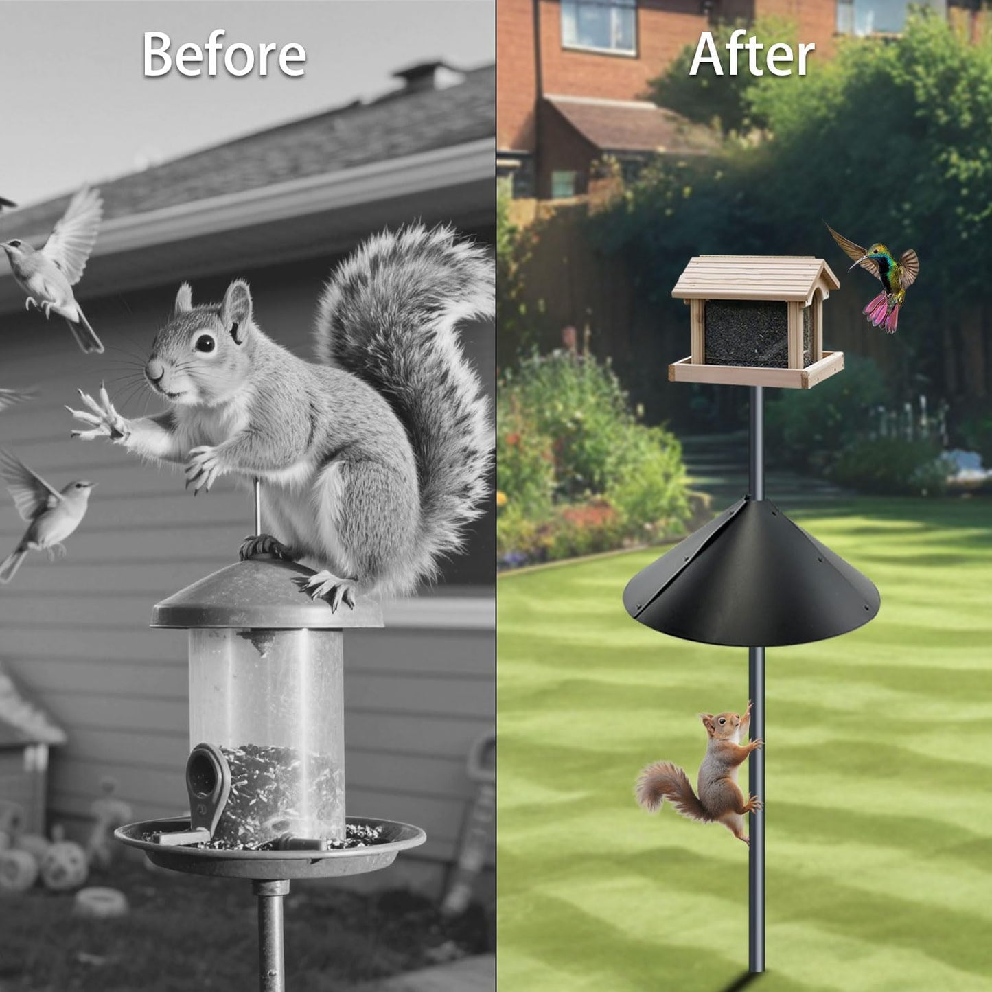 Squirrel baffle for bird feeders pole, squirrel proof cone for outdoor