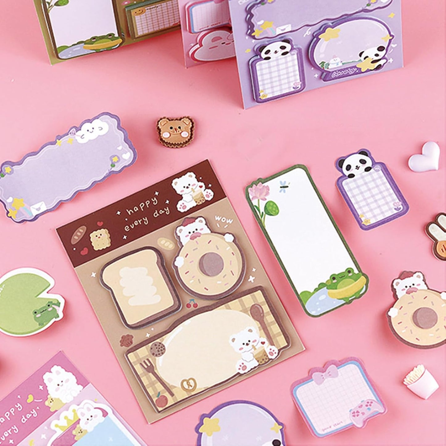 4 Pack Cute Sticky Notes Cartoon Animal Sticky Memo Pads Kawaii Small 