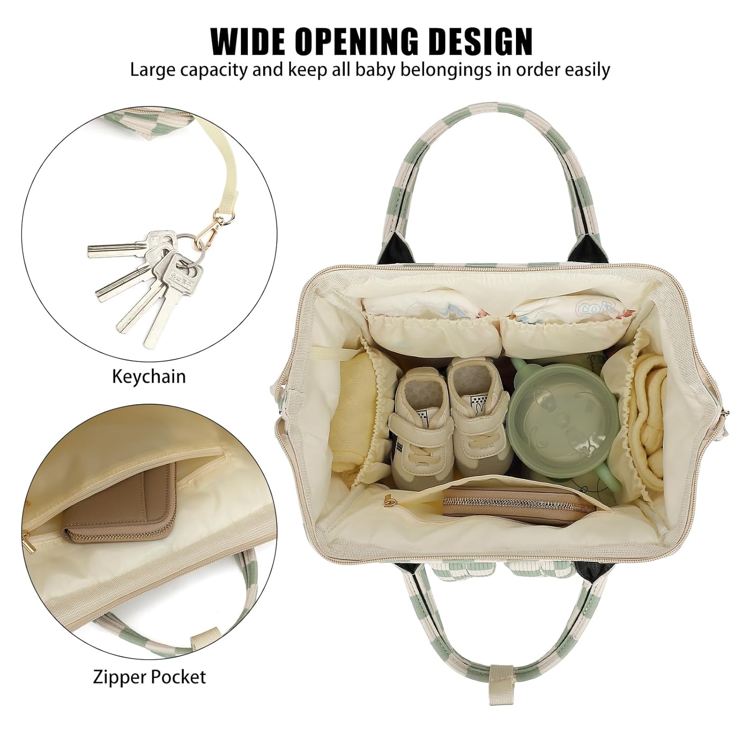 Baby Diaper Bag Backpack for Mom, Large Capacity Travel Nappy Bag for 