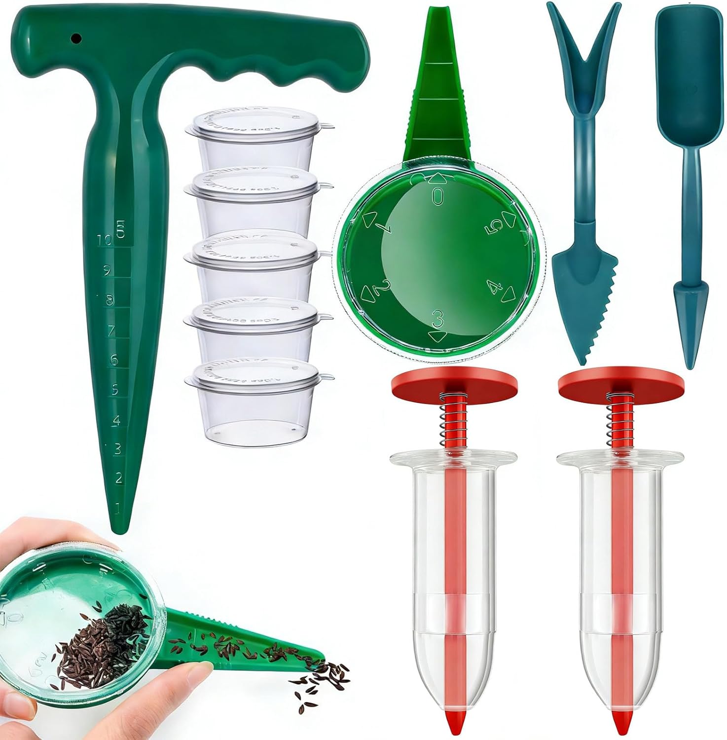 12 PCS Mini Seed Spreader Set, 2026 Premium Manual Seed Sower and Dibb