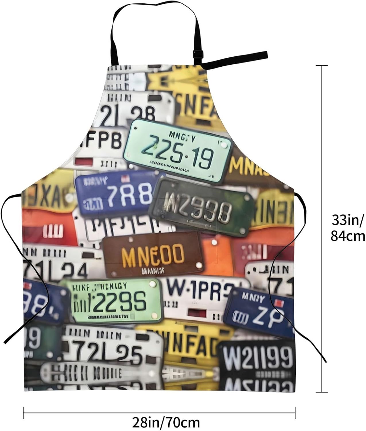 License Plate print Waterproof apron with pocket adjustable cooking apron for adult kitchen bibs to bake