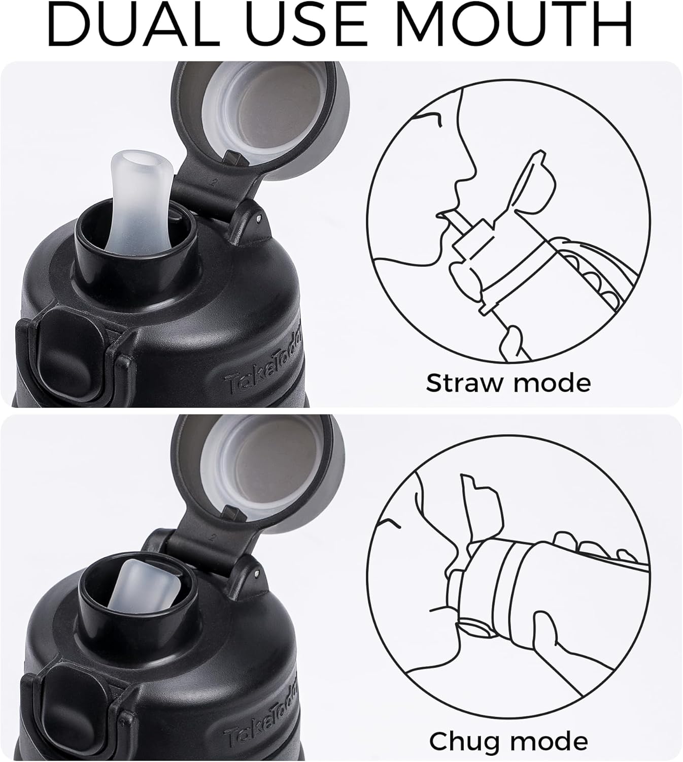 TakeToday Collapsible Water Bottles 20oz (600mL), Foldable Platinum Silicone Travel Water Bottle with Straw & Carry Strap, Leak-Resistant Screw Lid, Wide Mouth, BPA-Free for Hiking, Camping, Travel