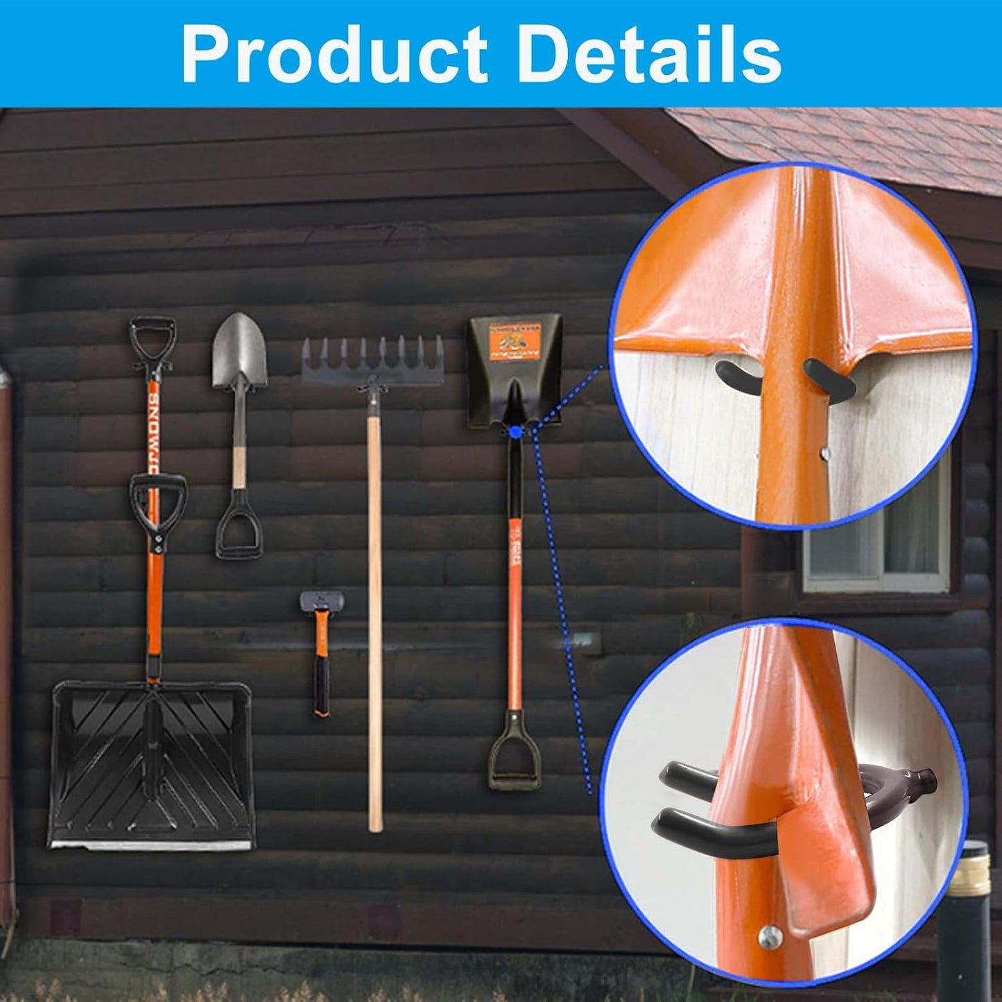 12 Pack Screw in U Hooks, Black U Shaped Shovel Holder Wall Mount, U Hook Screw for Hanging Garage, Garden, Yard Tools