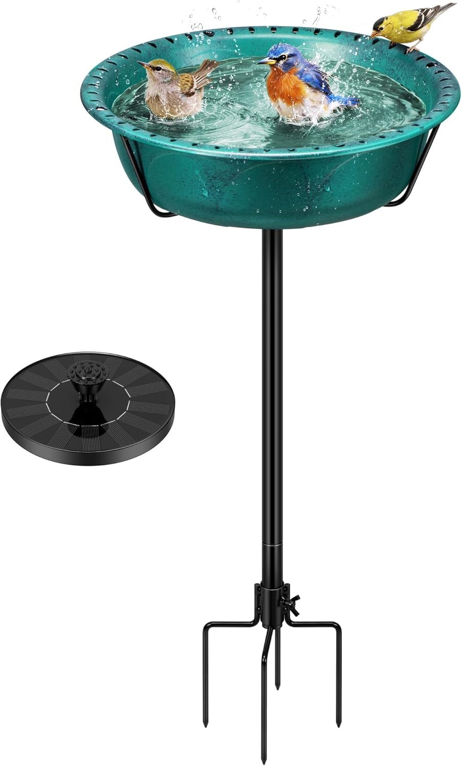 VIVOHOME Bird Bath with Solar Fountain for Outside, Weather-Resistant 