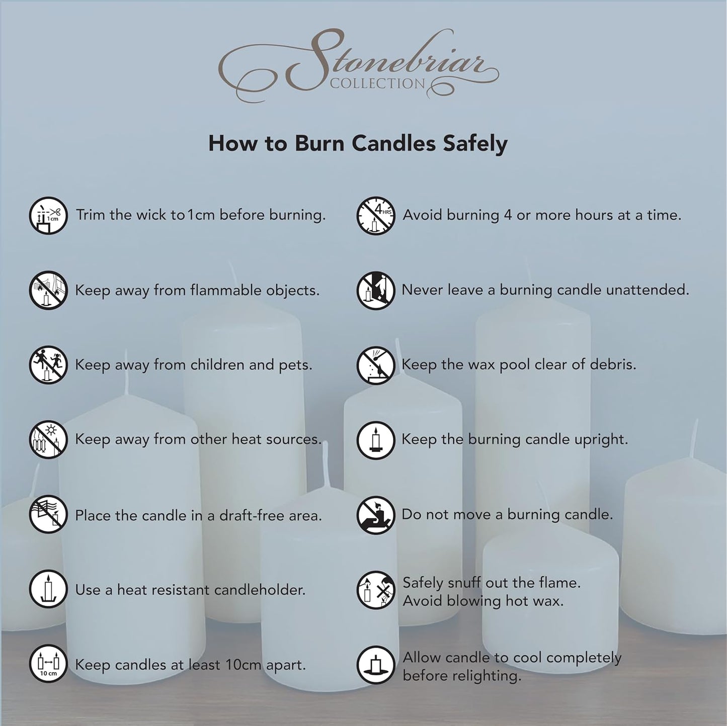 Stonebriar 6 Pack Tall 3 x 6 Inch 65 Hour Long Burning Unscented Ivory Wax Pillar Candles