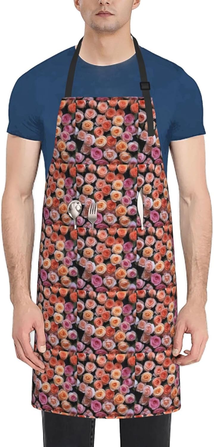 YANYU Beautiful rose gift Print 28x33 In Kitchen Apron Stylish Chef Ap