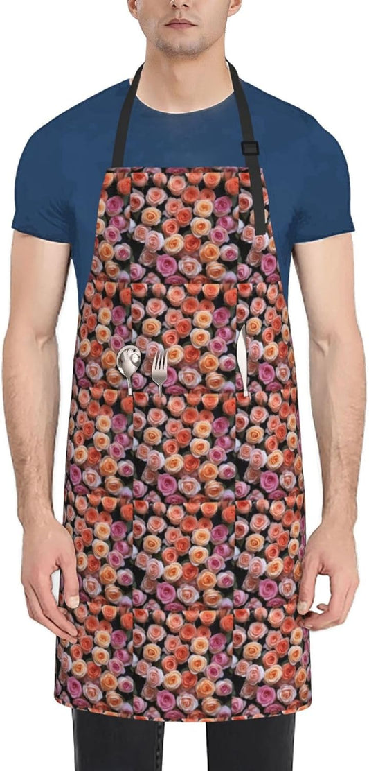 YANYU Beautiful rose gift Print 28x33 In Kitchen Apron Stylish Chef Ap