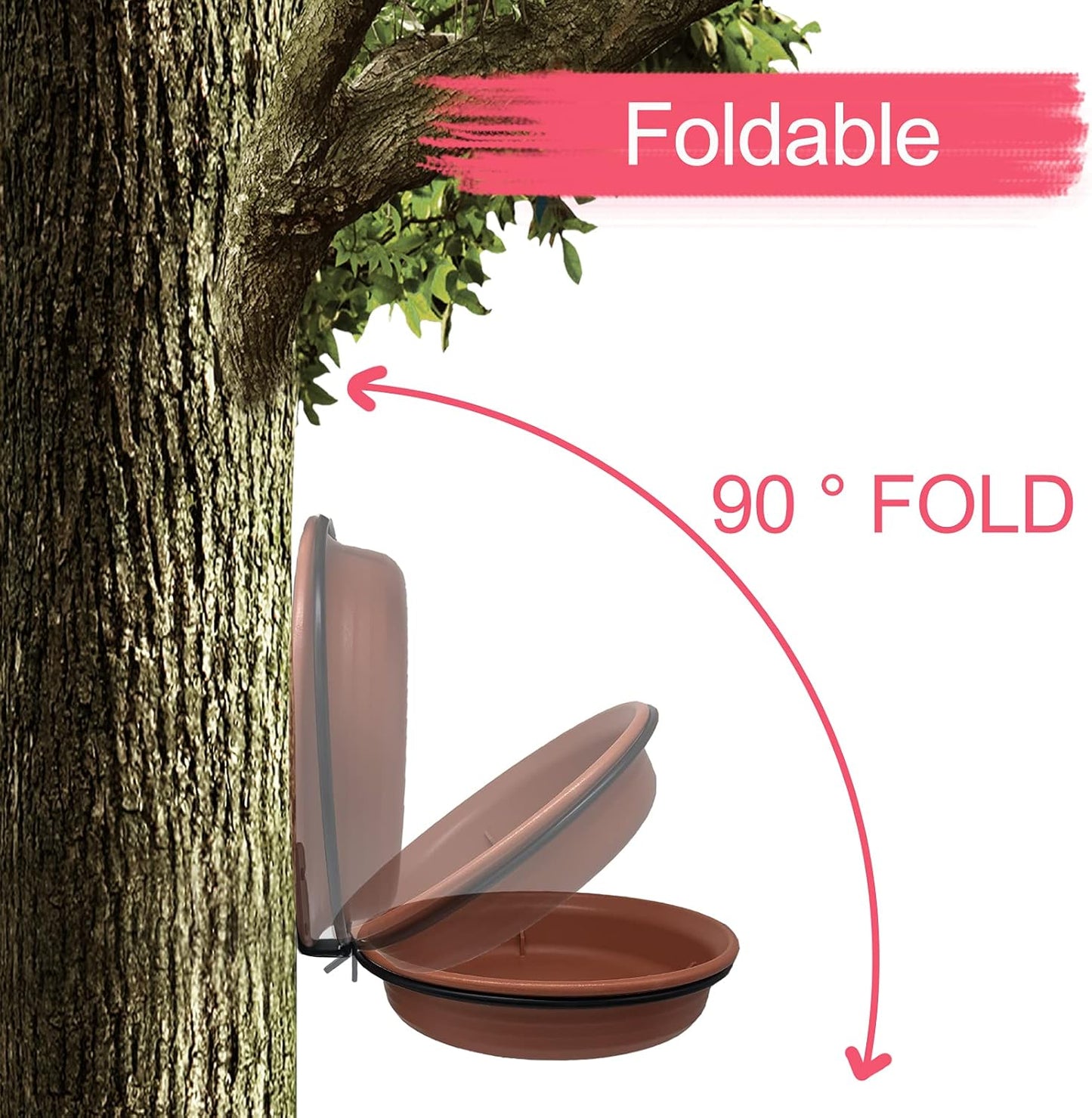 Bird Feeder Tree Mounted with Heavy Duty Sturdy Steel, 8.5” in Diameter×1.85" Deep Brick Red Bird Bath Tray,Installed on Wooden Fences, Trees, Deck,Indoor and Outdoor Walls