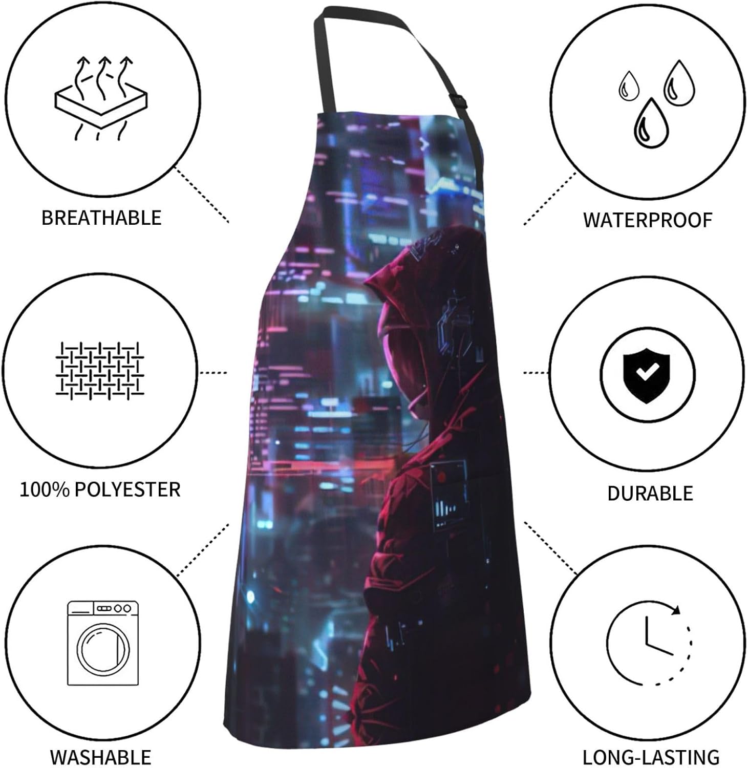 Hacker Era print Waterproof chef's apron with pocket apron for kitchen