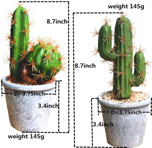 Artificial Succulent Plants,Fake Cactus Decorative Plants - Artificial Cacti with Gray Pots Planters,Artificial Faux Cactus for Home Décor House Office Ornaments