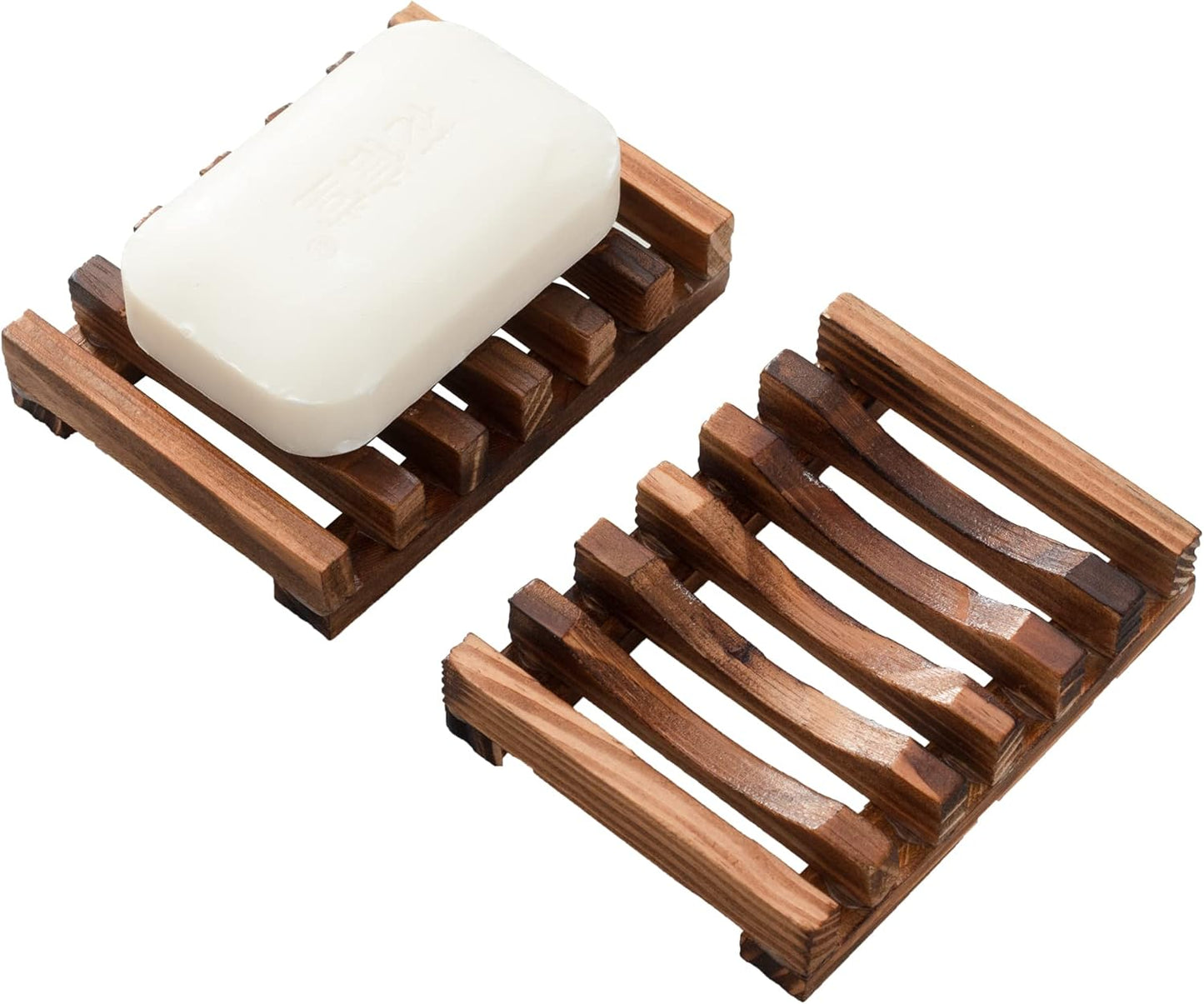 Wooden Soap Dish for Shower,Set of 2 Shower Soap Holder,Self draining Bar Soap Holder for Bathroom, Homemade Soaps Saver Natural Soaps Tray, Vowupt