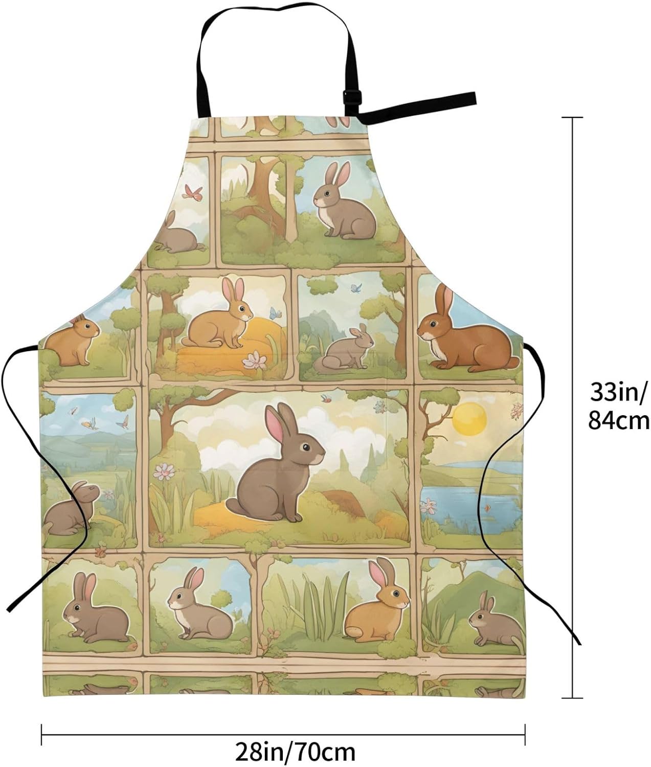Cartoon Cute Animals Rabbit print Waterproof chef's apron with pocket apron for kitchen cooking baking barbecue and gardening