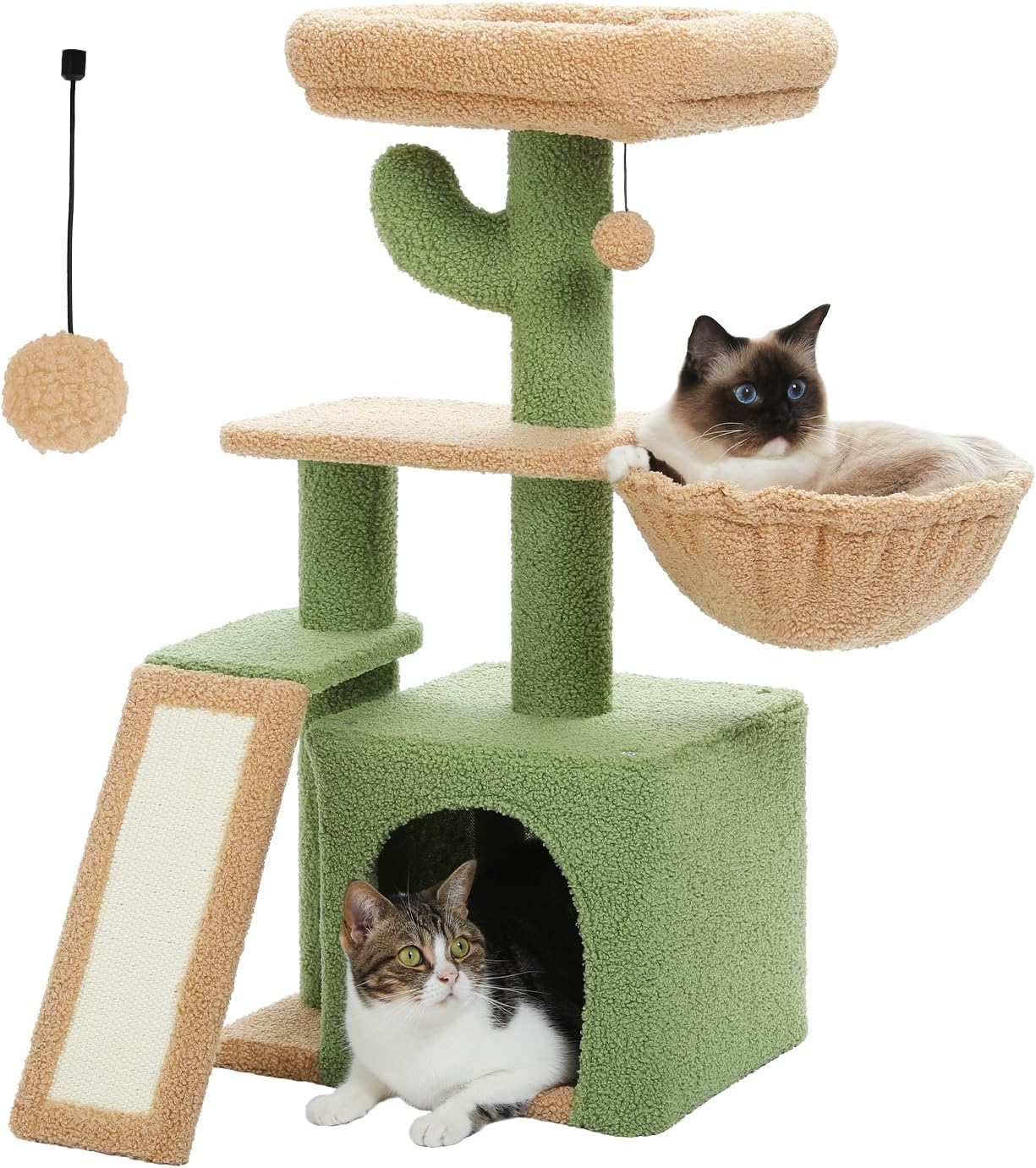 PETEPELA Cactus Cat Tree for Indoor Cats, 32'' Small Cat Tower Cat Con
