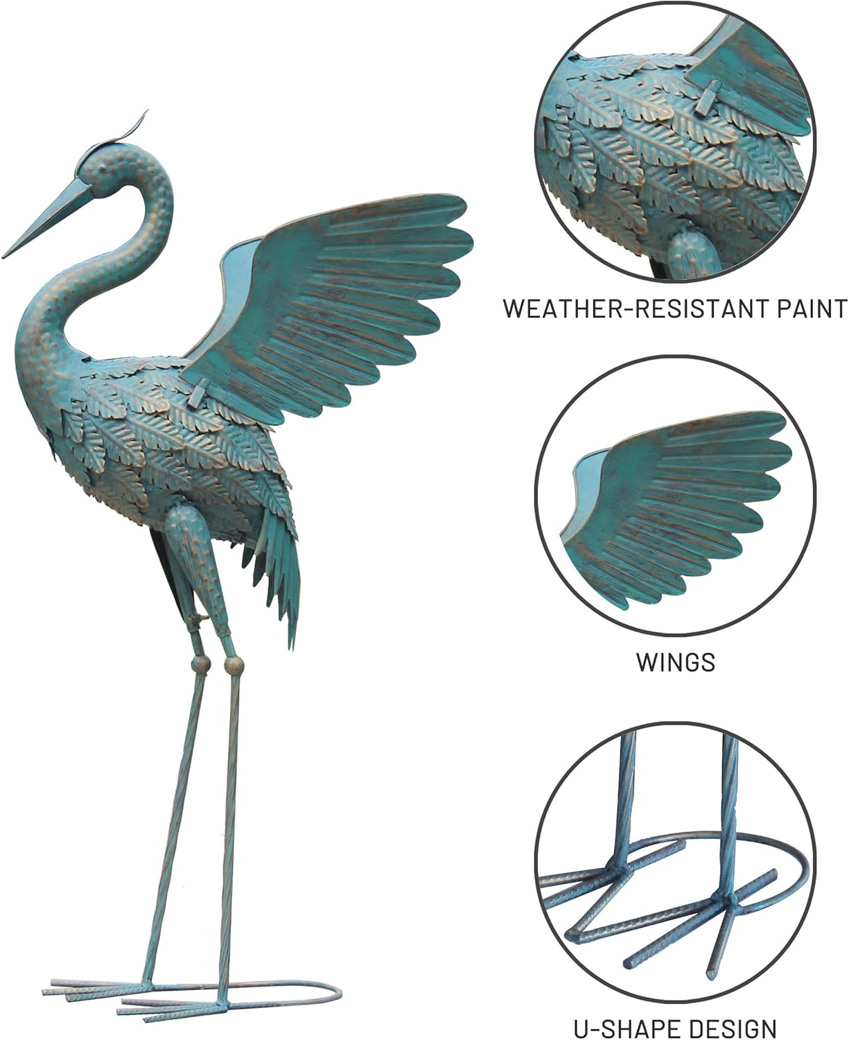 33-37 Inch Metal Crane Garden Statue Décor, Bird Garden Sculpture & Statues, Outdoor Decoration for Yard Patio Lawn Backyard Pool, Easter Decorations for Home, Set of 2