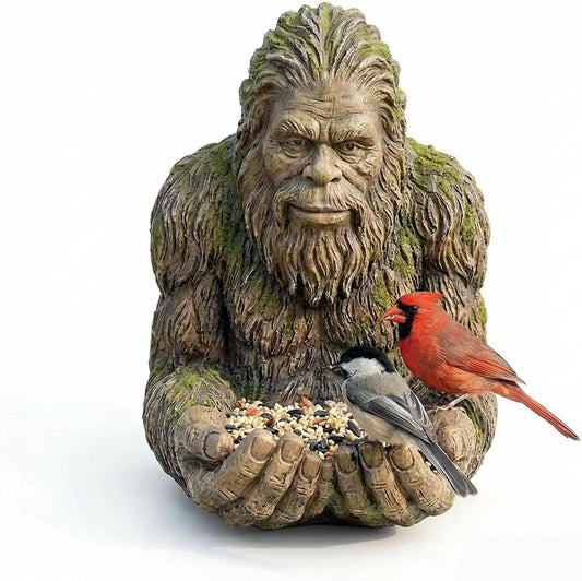 Outdoor Tree Face Bird Feeder Sculpture, Waterproof Tree-Mounted Resin
