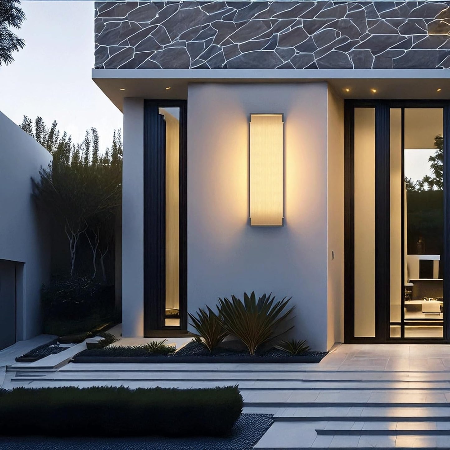 Solar Outdoor Wall Sconce, Solar Wall Light, Exterior Wall Lamp with Remote Control, Waterproof Stainless Steel Wall Lantern, Wall Mounted Light for Porch Patio Garden Villa Entry Cottage