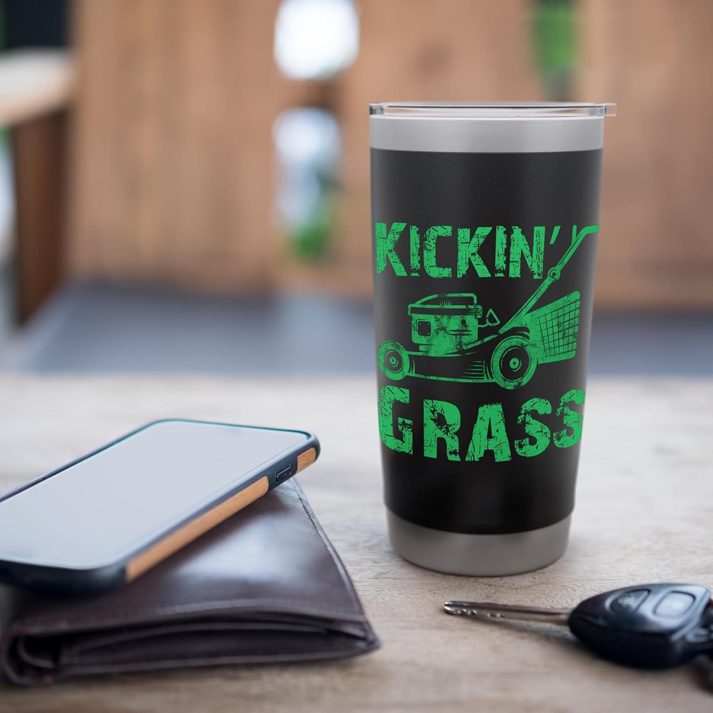 Kicking Grass Lawn Mowing Landscaping Gardener Father's Day Stainless Steel Insulated Tumbler