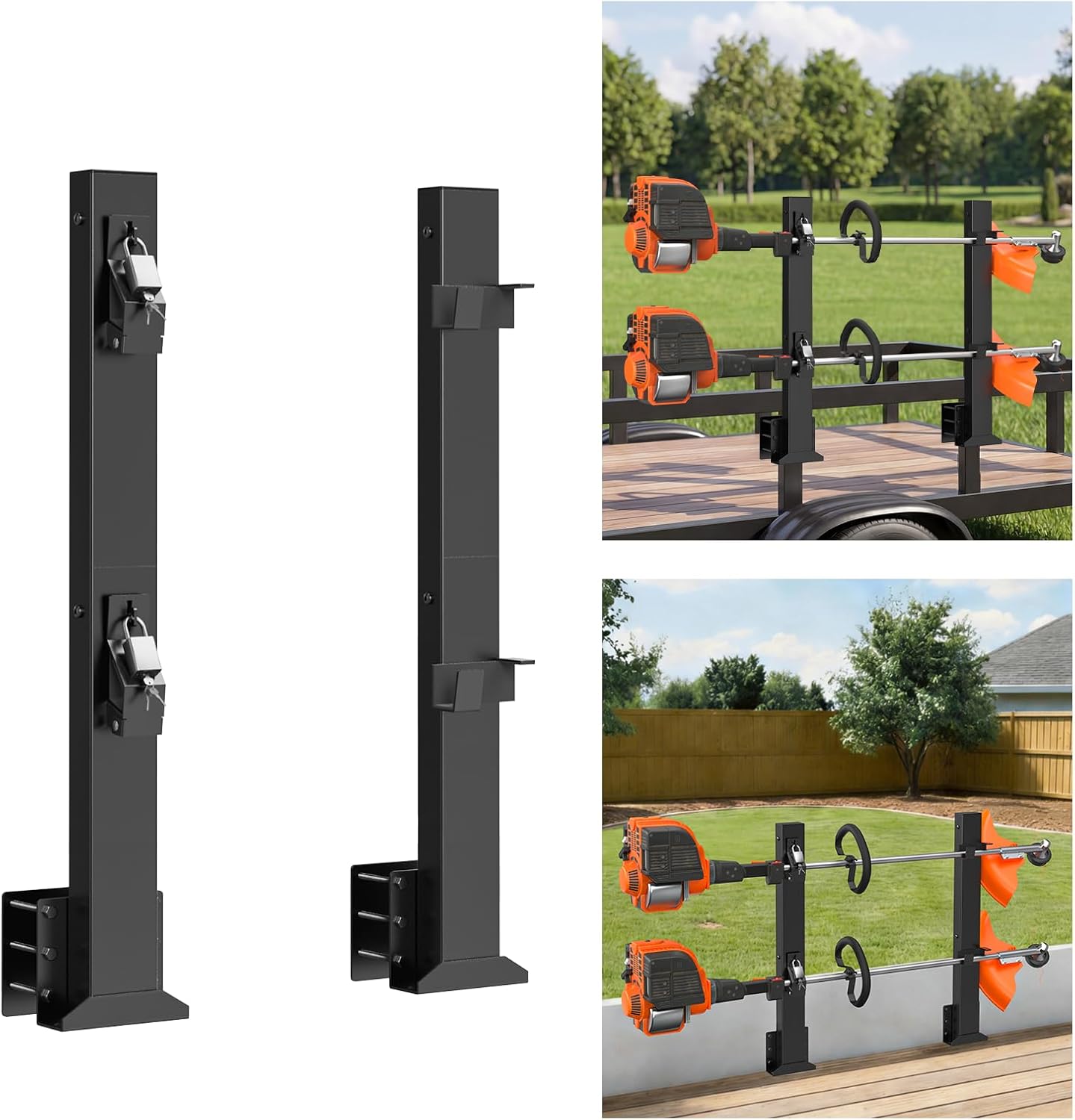 Weedeater Rack for Trailer with Lock, 2 Place Weed Eater Rack Rectangu
