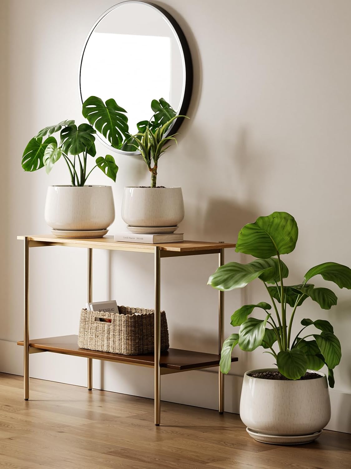 LE TAUCI Ceramic Plant Pots, Set of 2, 10 + 12 Inch Plant Pot, Elegant
