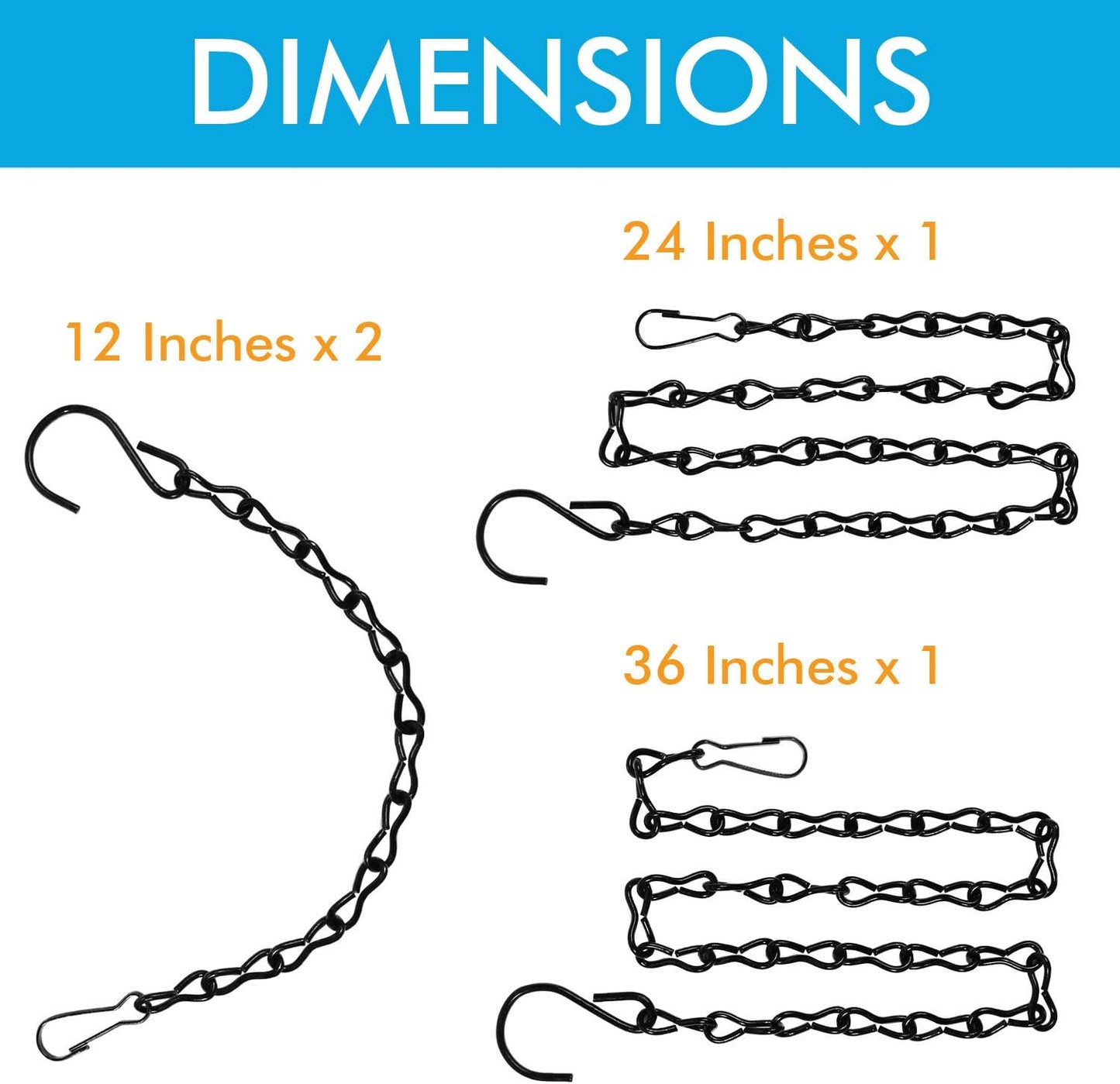 4 Pack 12, 24 and 36 Inches Hanging Chain for Bird Feeders, Planters, 