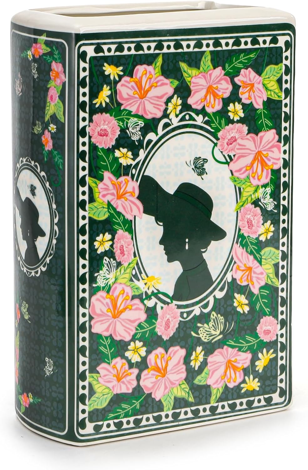 Foraineam Book Vase for Flowers Ceramic Book-Shaped Decorative Vases, Large Book Planter Pot Unique Flower Vases for Bookshelf Dining Table Desk Office Home Decor