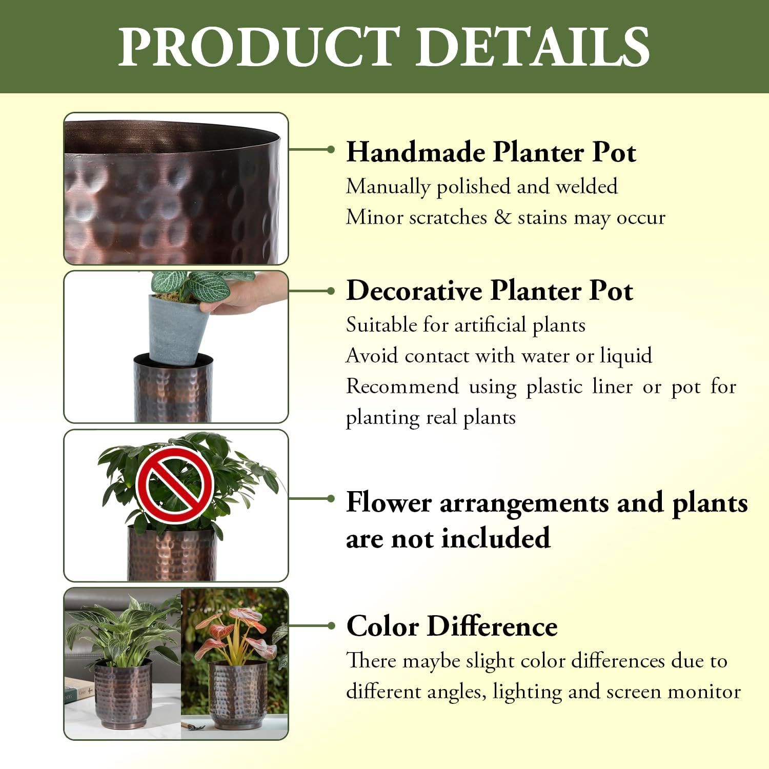 MyGift Handmade Hammered Vintage Copper Metal Plant Vase, Decorative I