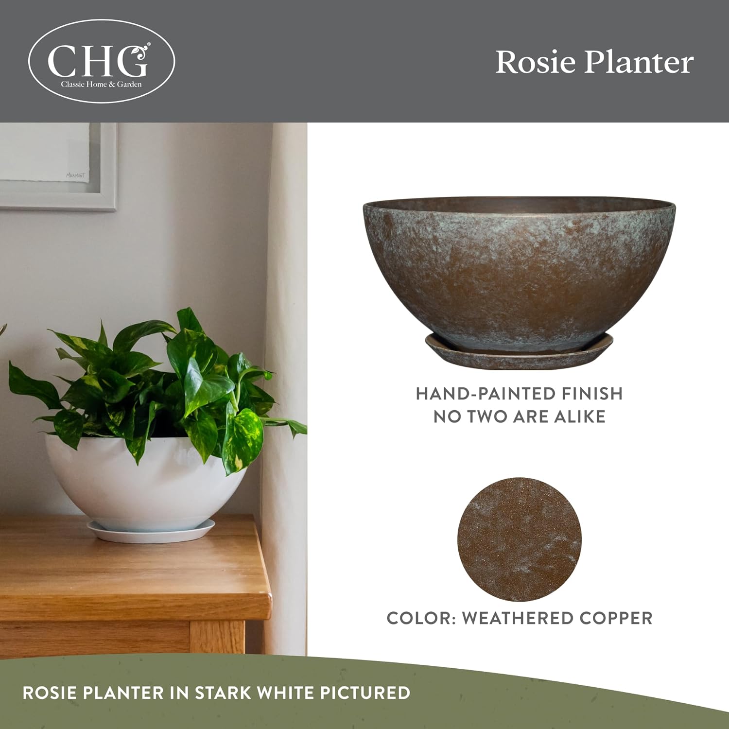 Classic Home and Garden Rosie Modern Planter w/Drainage - Contemporary