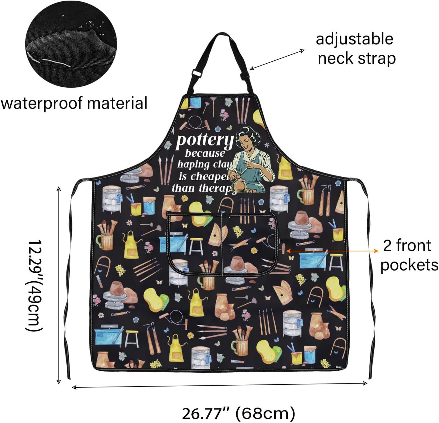 WCGXKO Pottery Gift Ceramic Artist Gift Funny Pottery Kitchen Apron Cl
