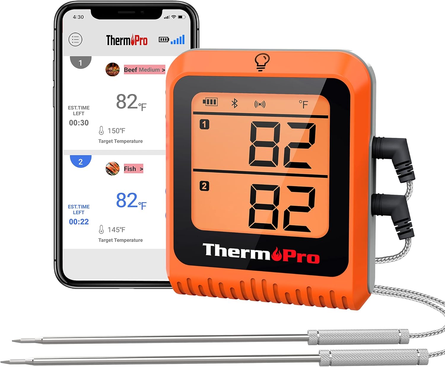 ThermoPro 650 ft Wireless Meat Thermometer Digital for Grilling and Sm