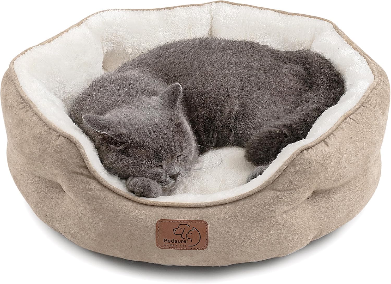 Bedsure Dog Beds for Small Dogs - Round Cat Beds for Indoor Cats, Wash