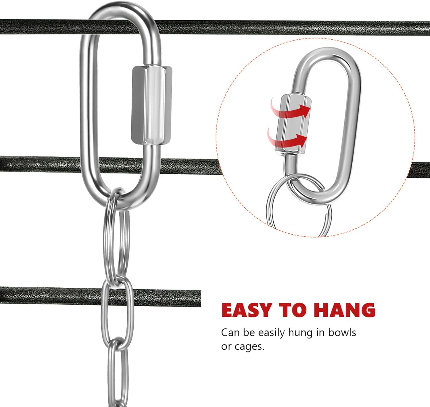 POPETPOP Chicken Hanging Feeder Chain with Adjustable Stainless Steel 