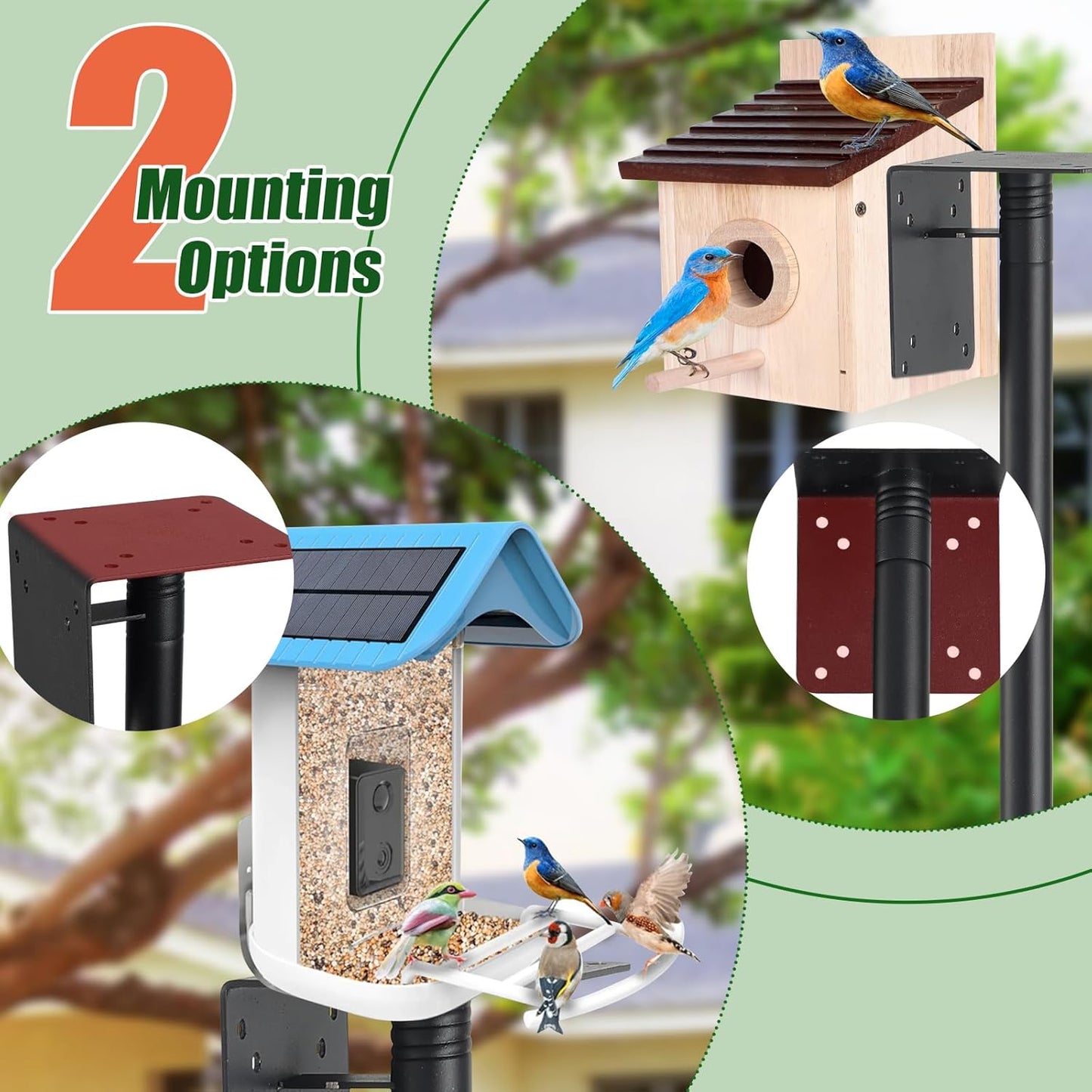 Heavy Duty Bird Feeder Pole - 117" Extra Tall Bird House Stand Outdoor, Anti-Tip Auger & Stable Mount for Smart Camera Birdfeeder,Bluebird House, Bird Buddy, Birdfy