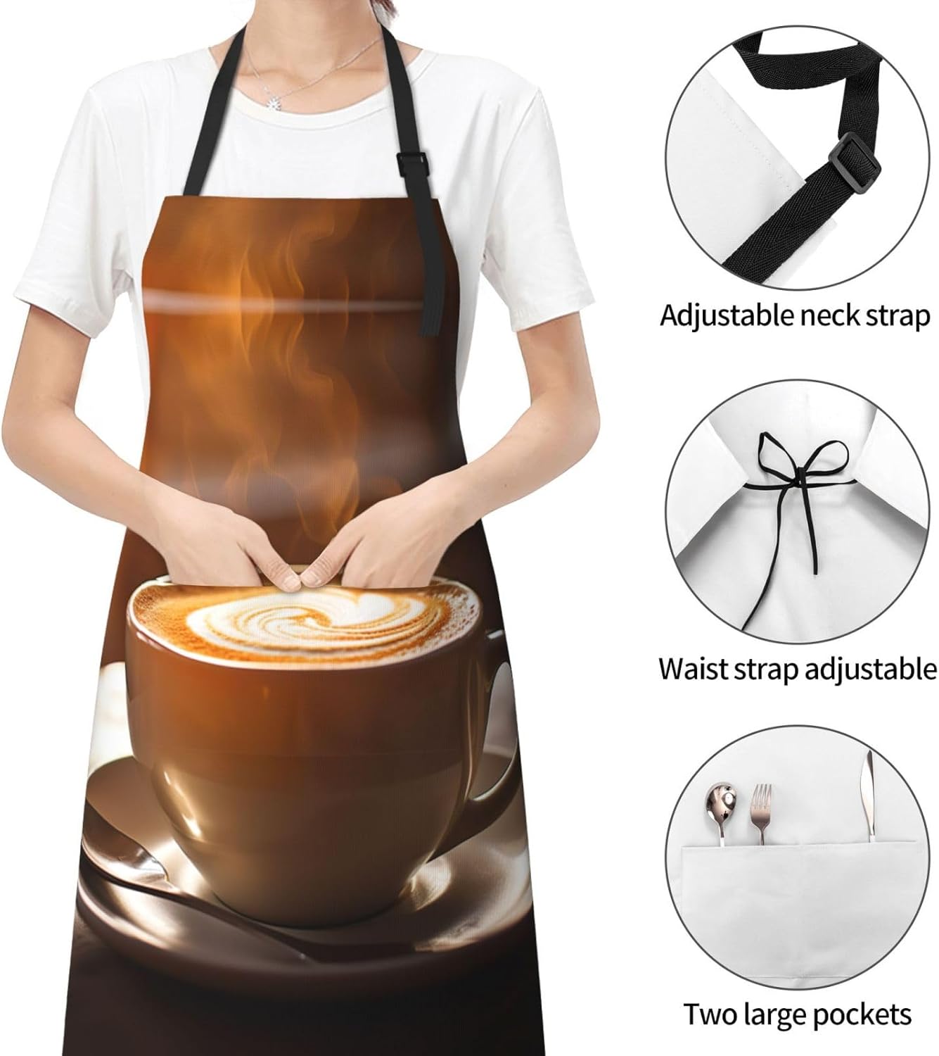 Delicious Coffee print Waterproof apron with pocket adjustable cooking apron for adult kitchen bibs to bake