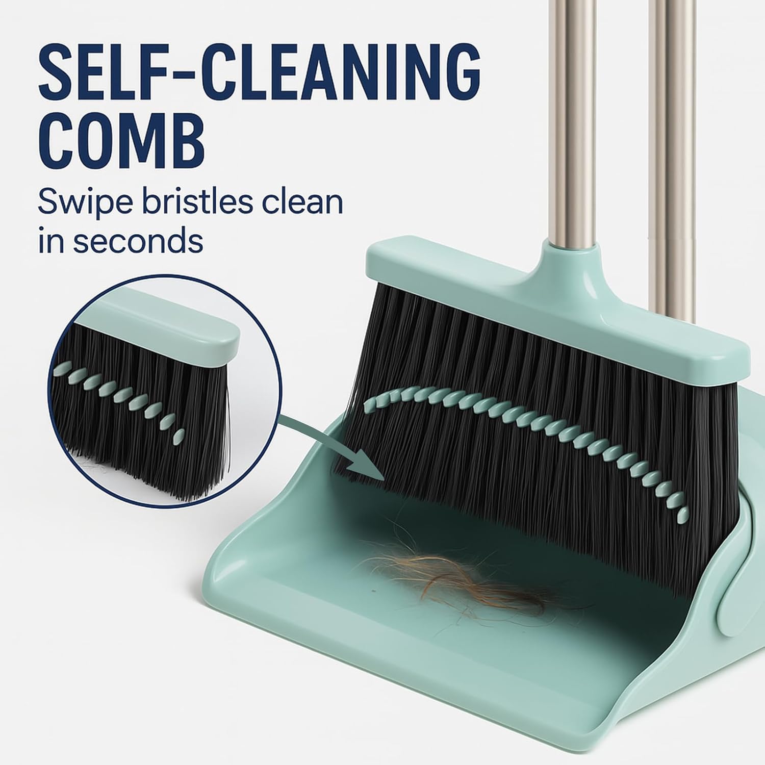 Broom and Dustpan Set – Heavy-Duty Broom and Dustpan for Home Cleaning