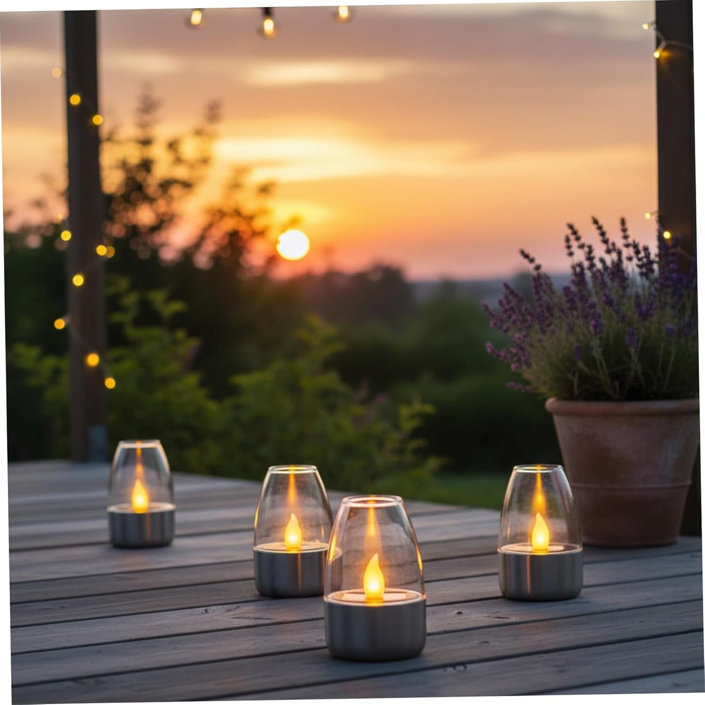 2 Pack Solar Candle Lights, Waterproof Ambiance Outdoor Candles 2.4x3.5 Inch Garden Solar Lights for Indoor Outdoor