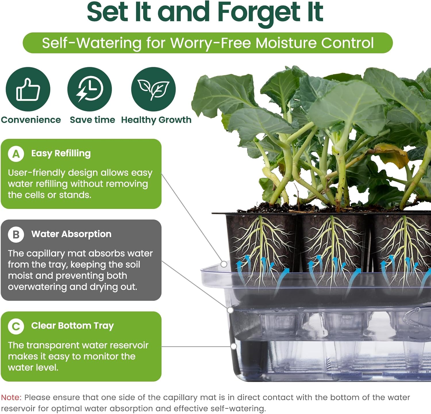 SOLIGT Self Watering Seed Starter Trays with Humidity Domes, Extra Thi