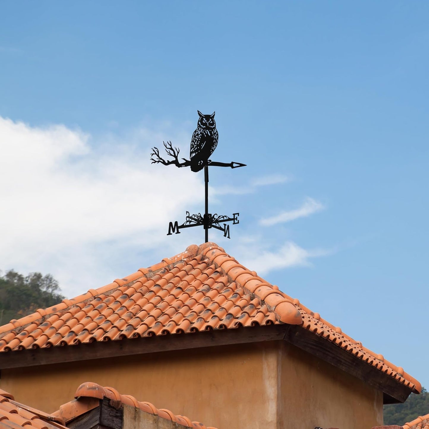 Wind Weathervanes for Roofs Mount with Creative Black Owl Shapes & Metal Material | Mini Weather Vain/Vein for Sheds, Courtyard, and Garden Fence Decoration Outdoor (Owl, 1PC)