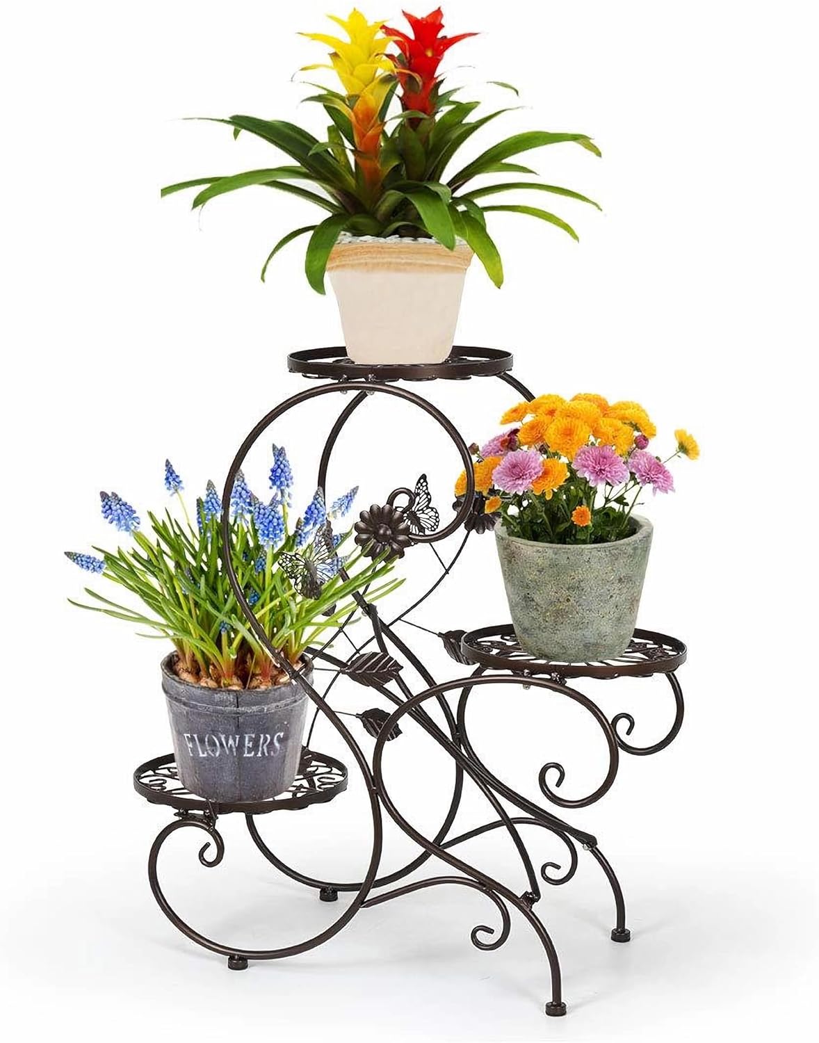 HLC 3 Tier Tall Plant Stand Outdoor Flower Stand Flower Pot Holder Dis