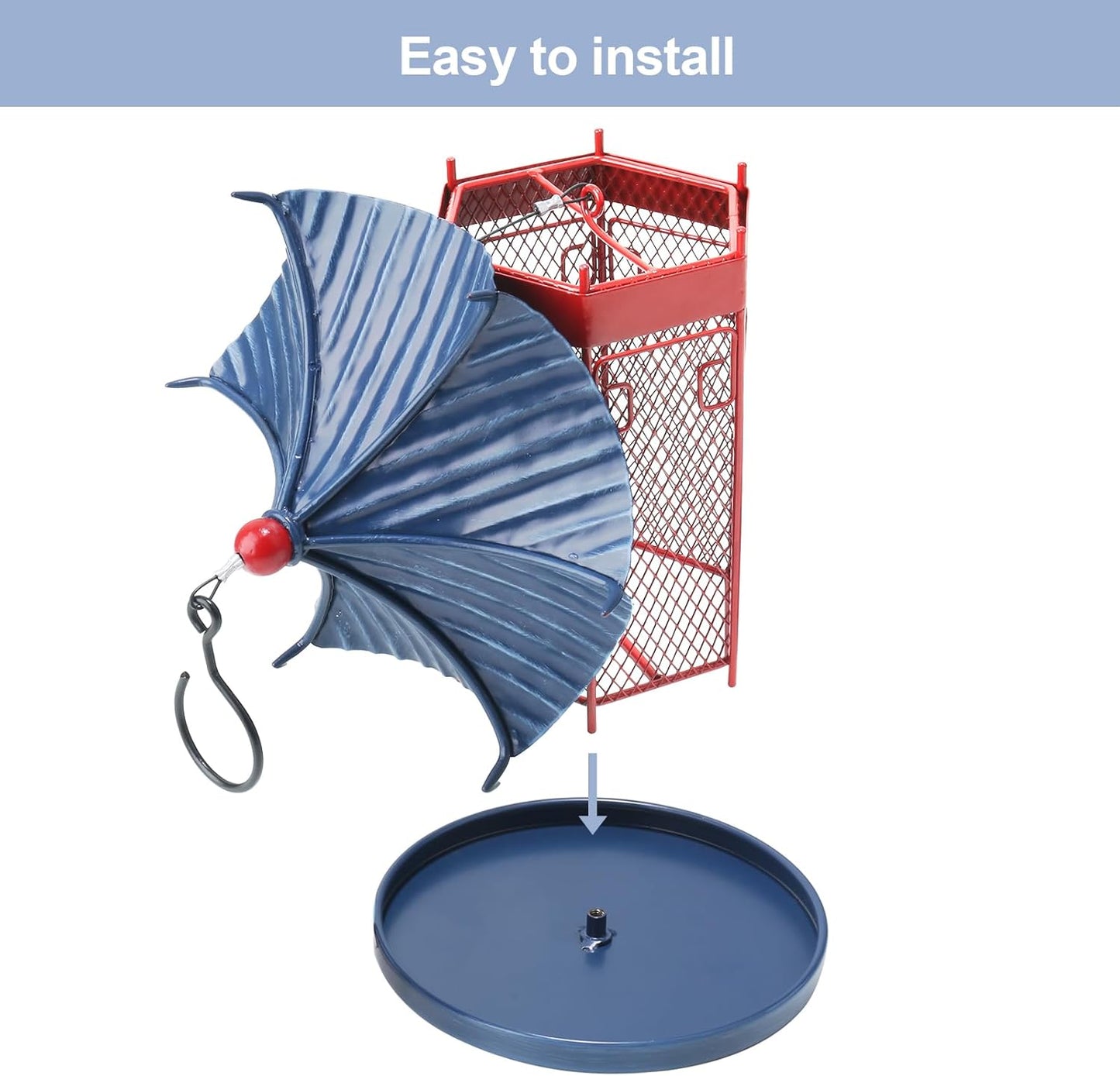 Chinese Style Metal Bird Feeder, Vintage Hanging Caged Bird Feeders for Outdoors, Garden Décor, for Patio, Balcony, and Yard, Large Capacity for Wild Birds, Hummingbird Feeder with Roof&Tray