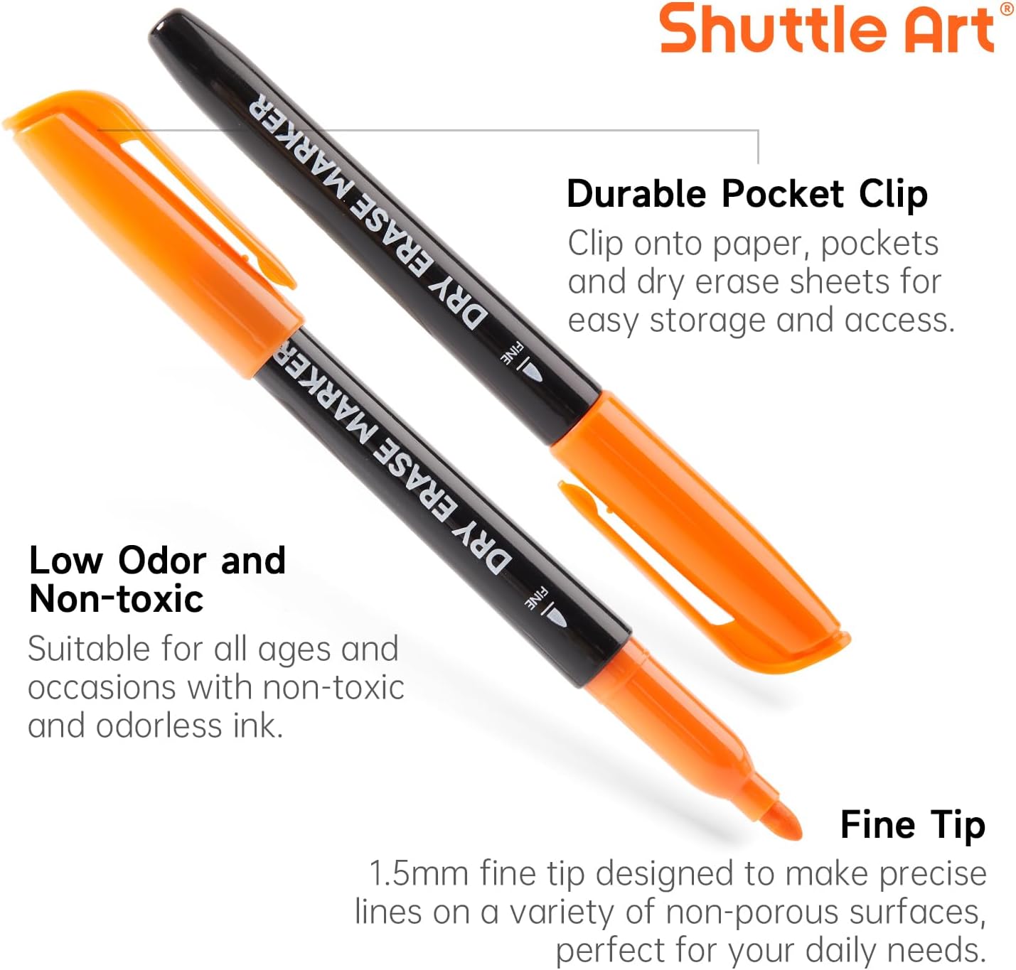 Shuttle Art Dry Erase Markers, 32 Pack 16 Colors Whiteboard Markers,Fi