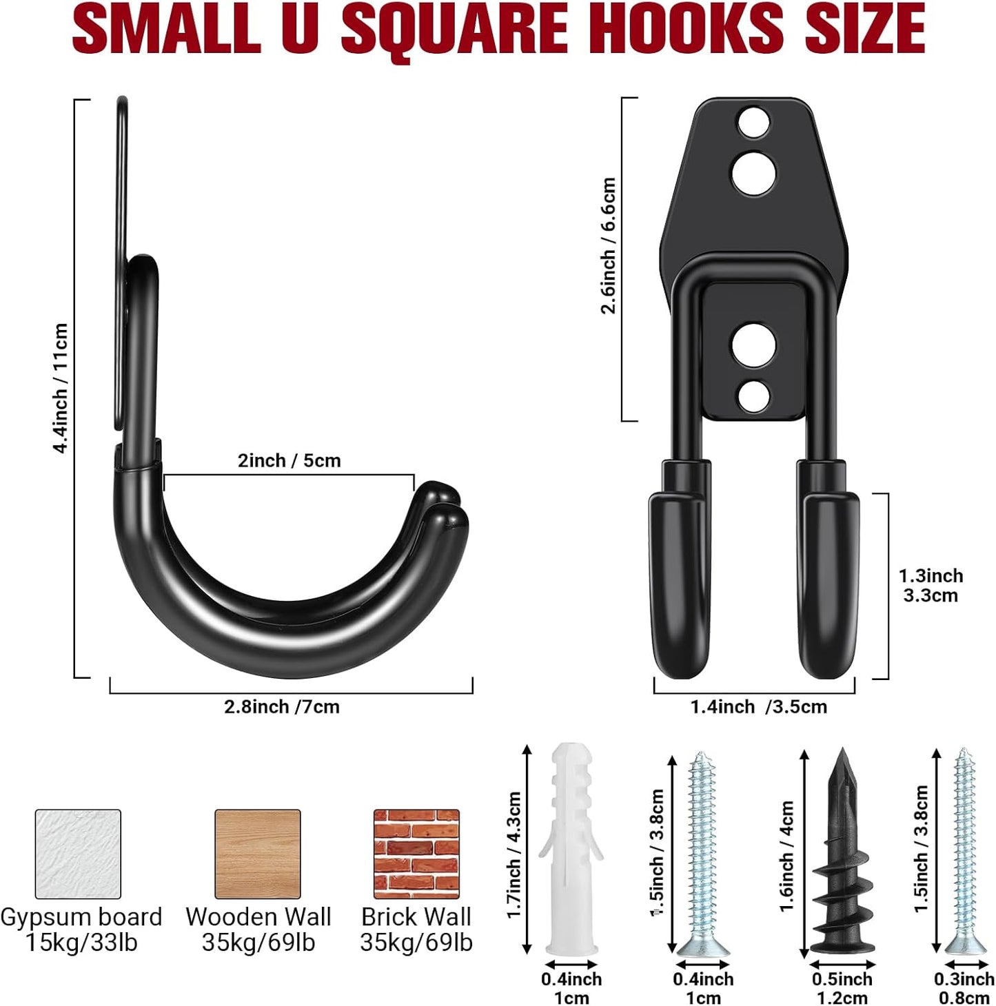 Garage Storage Utility Hooks 12 Pack, Small J Shaped Steel Heavy Duty Hanger, Anti-Slip Coating Wall Mounted Storage System, Power and Garden Tool Organizer, Ladders, Ropes, Hose, Bulk Items