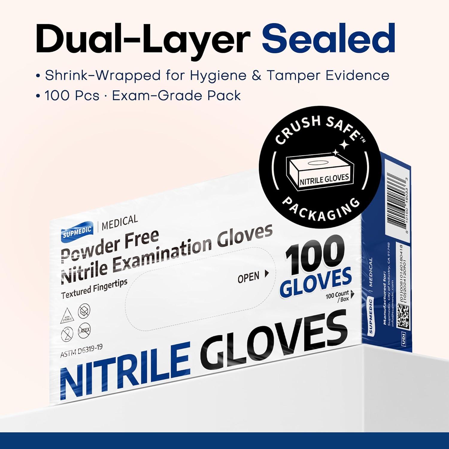 Medical Soft Max™ Black Nitrile Disposable Gloves, 100 Pcs, Latex-Free